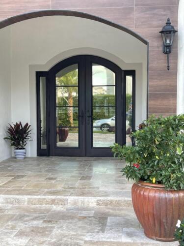 front door with window tints